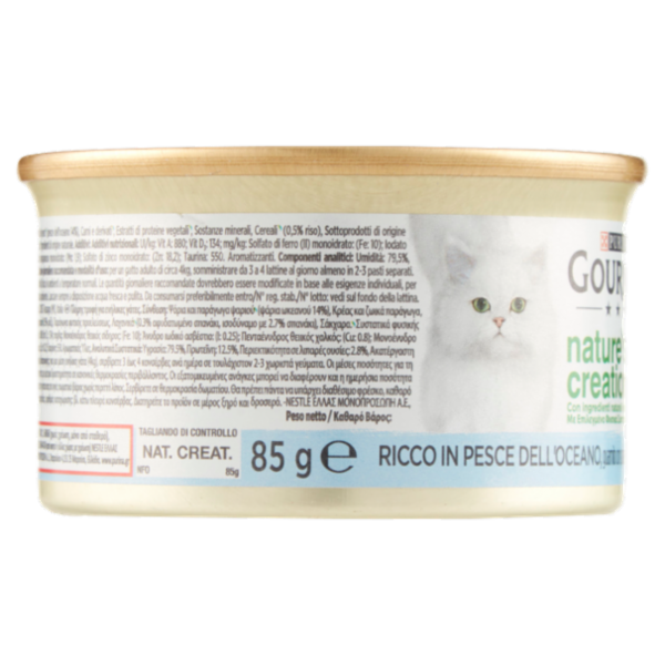 PURINA GOURMET Nature's Creations Ricco in Pesce dell'oceano guarnito con spinaci e riso 85g