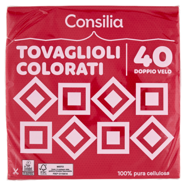 Consilia Tovaglioli 2 Veli 38x38 cm Rosso 40 pezzi