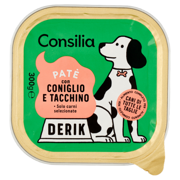 Consilia Derik Paté per Cane con Coniglio e Tacchino 300 g