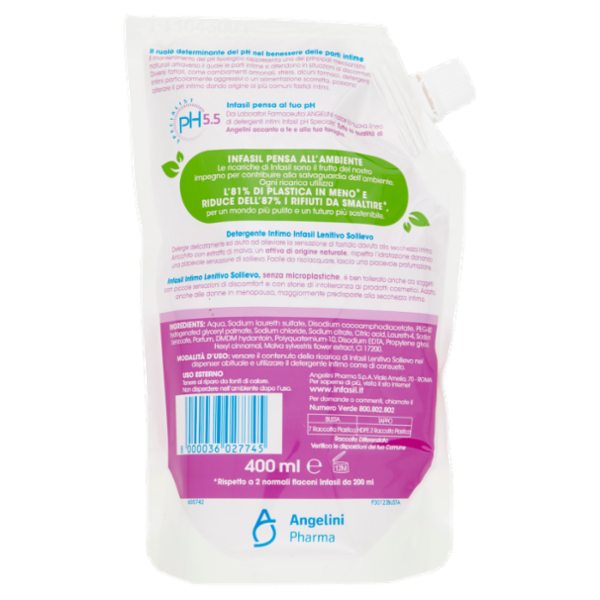 infasil pH Specialist 5.5 Intimo Lenitivo Sollievo Ricarica 400 ml
