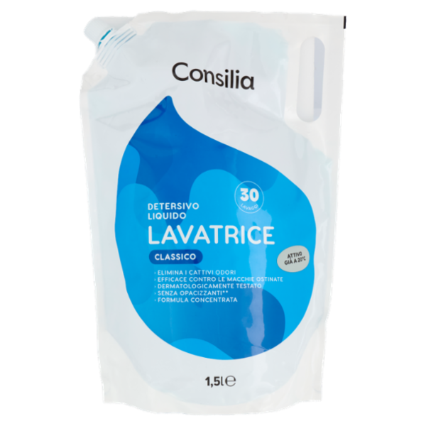 Consilia Detersivo per Lavatrice Liquido Classico 30 Lavaggi 1,5 L
