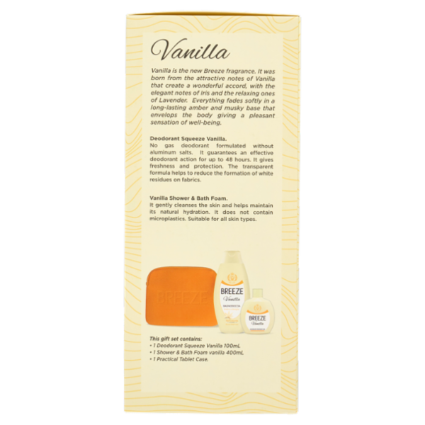 Breeze Vanilla Deodorante Squeeze 100 mL + Bagnodoccia 400 mL + Porta Tablet