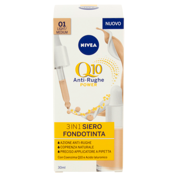 Nivea Q10 Anti-Rughe Power 3in1 Siero Fondotinta 01 Light/Medium 30 ml