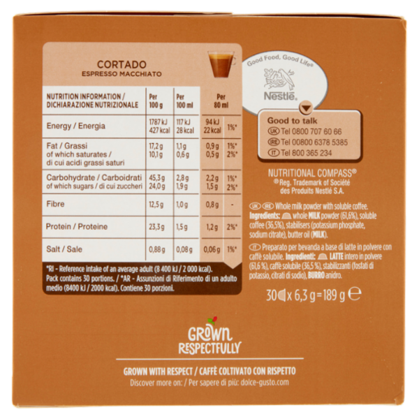 NESCAFÉ DOLCE GUSTO Cortado Espresso Macchiato Caffè 30 capsule 189 g
