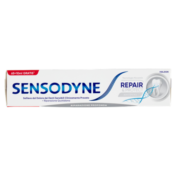 Sensodyne Repair & Protect Whitening, Effetto sbiancante, Dentifricio Denti Sensibili 65+10ML gratis