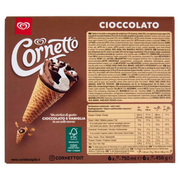 Cornetto Cioccolato 6 x 76 g