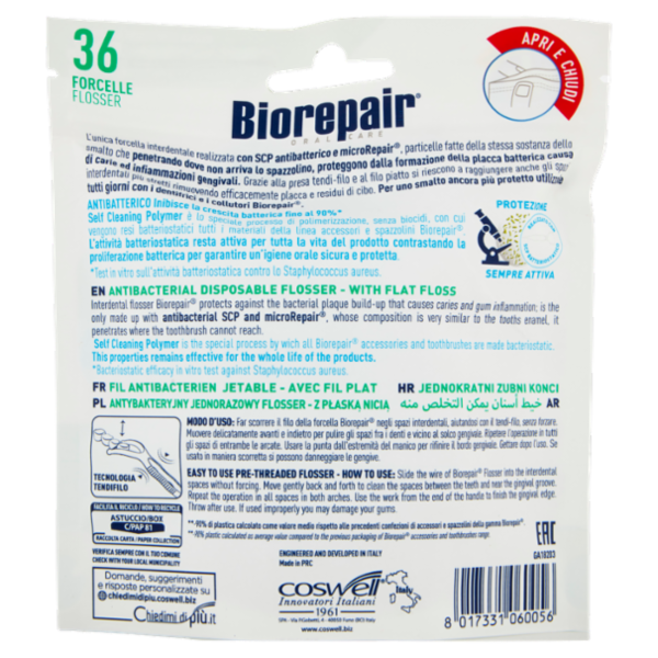 Biorepair Forcelle Interdentali Monouso Antibatterico 36 pz