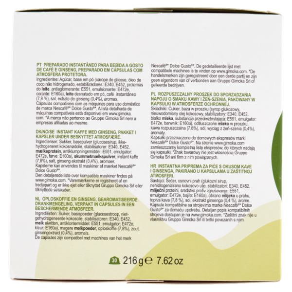 Gimoka Caffè al Ginseng Compatibile Nescafè* Dolce Gusto* 30 Capsule 216 g