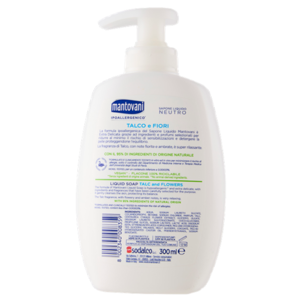 mantovani sapone Liquido Neutro Talco e Fiori 300 ml