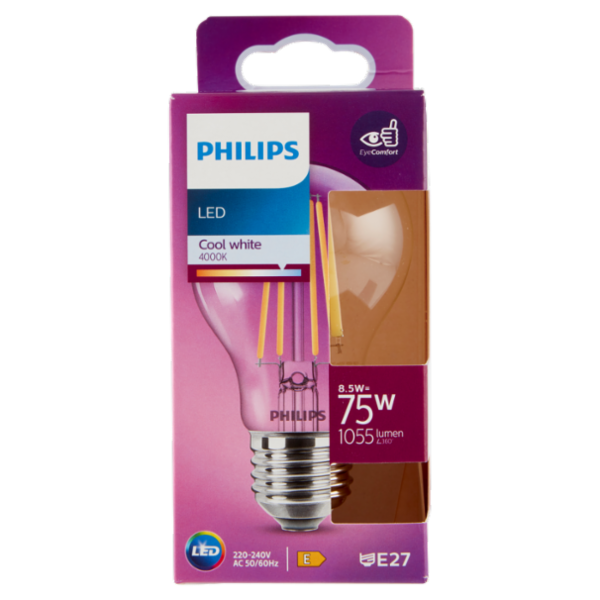 Philips Led goccia filamento 75W E27 4000K non dim