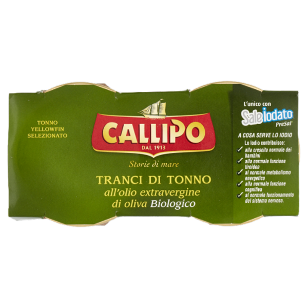 Callipo Tranci di Tonno all'olio extravergine di oliva Biologico 2 x 70 g