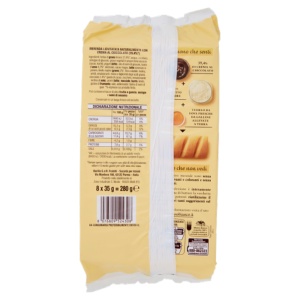 Mulino Bianco Flauti Cioccolato Merenda senza Additivi Conservanti 8 pezzi 280g