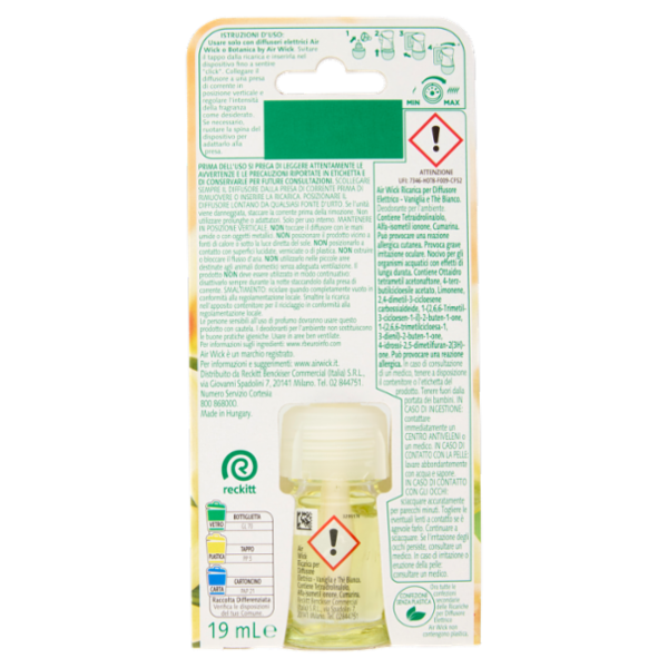 Air Wick Profumatore per Ambienti Vaniglia e Thè Bianco Ricarica 19 ml