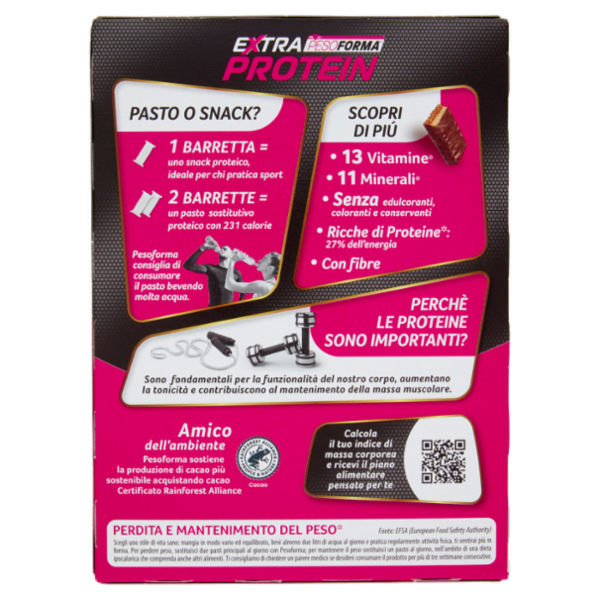Pesoforma Extra Protein Barrette Gusto Arachidi e Caramello, 6 pasti proteici, 12 barrette x 31g