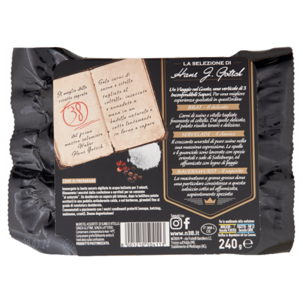 Wüber N.38 Premium Selection Servelade - Brat - Bauernwurst 240 g