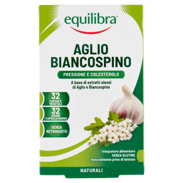 equilibra Aglio Biancospino Pressione e Colesterolo 32 Capsule Vegetali Naturali 38,6 g