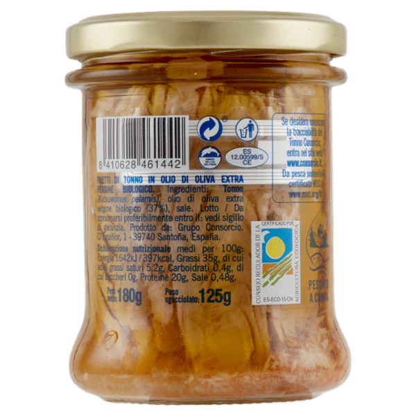 Consorcio Filetti di Tonno in olio di oliva extra vergine biologico 180 g