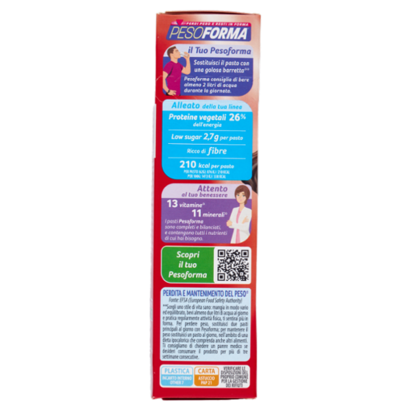 Pesoforma Barrette 2 Pasti Low Sugar Fondente Crunchy High Protein, basso impatto glicemico - 2x62g