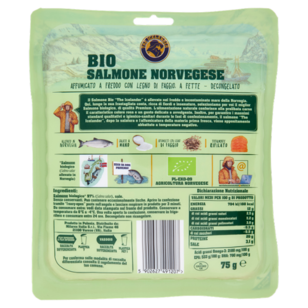 The Icelander Bio Salmone Norvegese Affumicato con Legno di Faggio 75 g