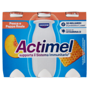 ACTIMEL, Yogurt Da Bere Con Vit B6 e D Per Il Sistema Immunitario, Gusto Pesca e Pappa Reale, 6X100G