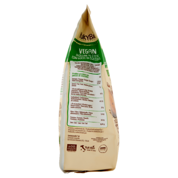 YukyBio Vegan Frollini al Cacao con Gocce di Cioccolato 250 g