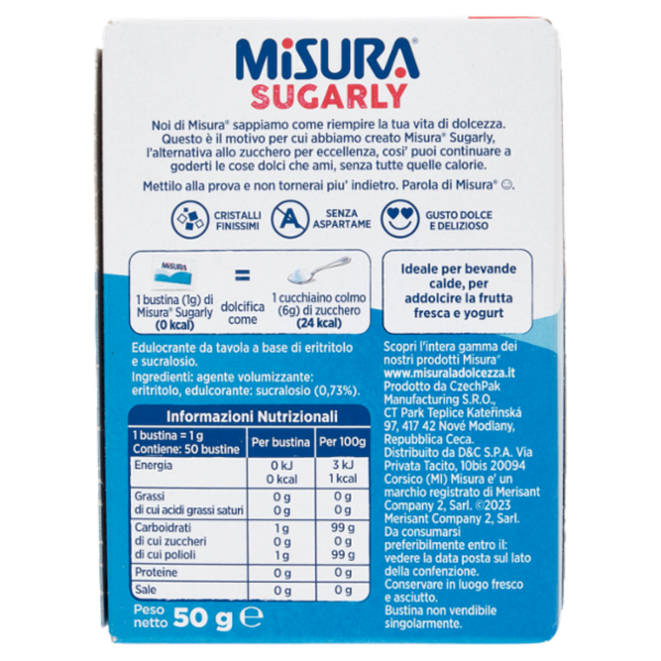Misura Sugarly Bustine 50 x 1 g