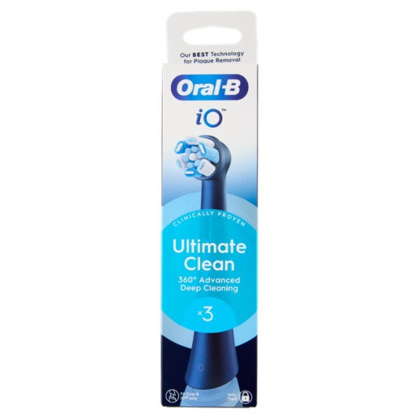 Oral-B iO Testine Ricambio Ultimate Clean Blu Spazzolino Elettrico Denti Ricaricabile, 3 Refills