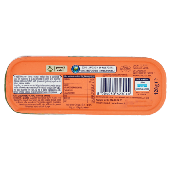 Rio mare Filetti di Sgombro alla Ligure Marinati al vino bianco con erbe aromatiche 120 g