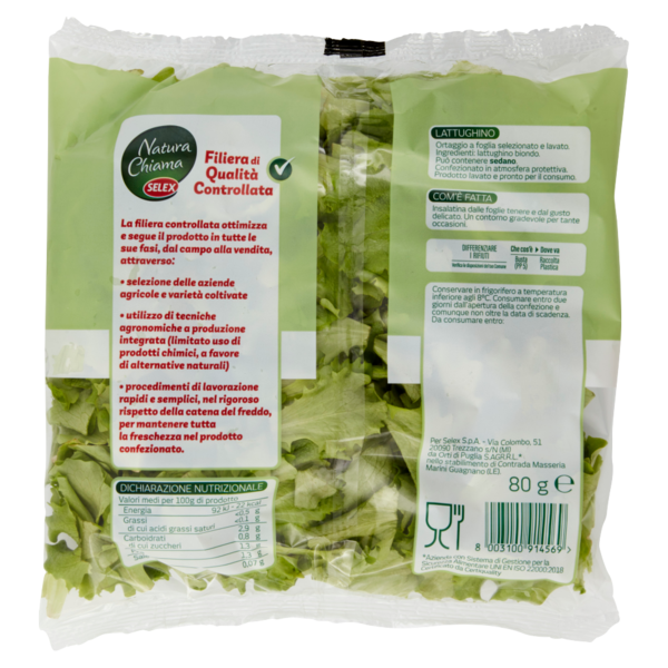 Selex Natura Chiama Lattughino Lavato e Pronto per il Consumo 80 g
