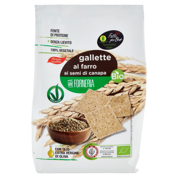 Terranostra Vegan Linea Forneria gallette al farro ai semi di canapa Bio 200 g