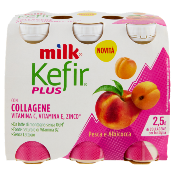 Milk Kefir Plus con Collagene Pesca e Albicocca 6 x 100 g