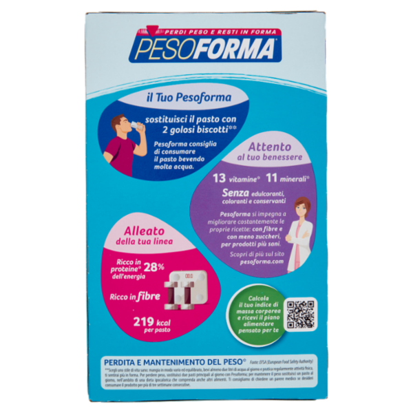 Pesoforma Biscotto Lampone e Mela, sostitutivo del pasto per perdita e controllo del peso, 16 x 33g