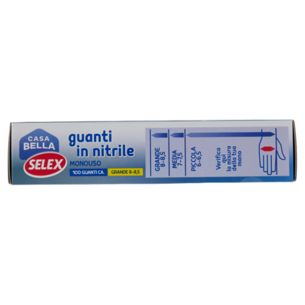 Selex Casa Bella Guanti Monouso in Nitrile Misura Grande (8-8,5) Dispenser 100 pezzi