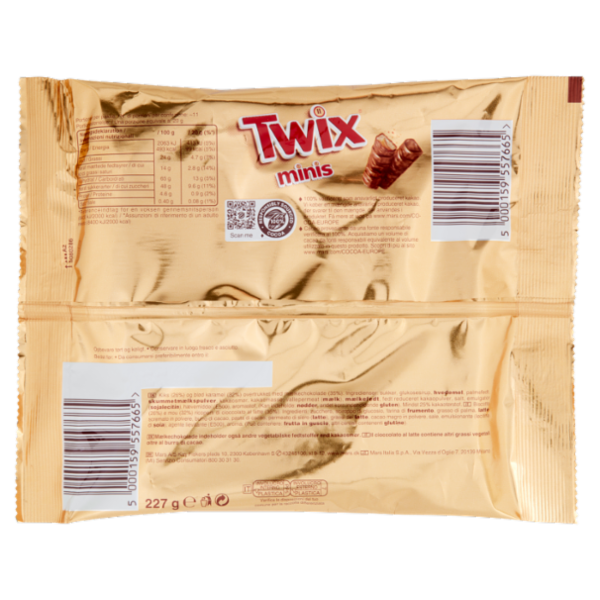 Twix Minis Barrette Snack al Cioccolato con Caramello 227 g