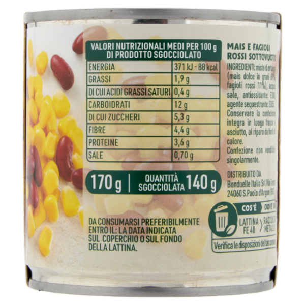 Bonduelle Mais Mix Mais e Fagioli Rossi 3 x 170 g