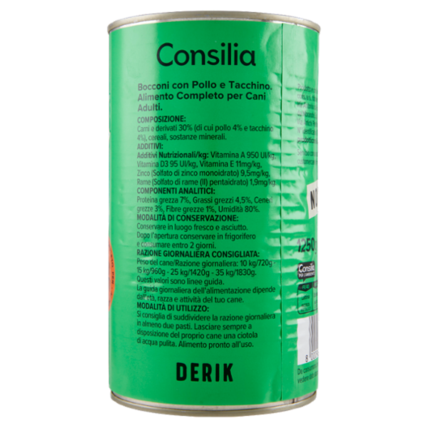 Consilia Derik Bocconi per Cane con Pollo e Tacchino 1250 g