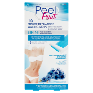 Peel Fruit 16 Strisce Depilatorie Bikini Pelli Sensibili + 3 Salviette
