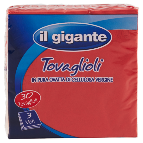 IL GIGANTE Tovaglioli rossi 3 veli 30 pz