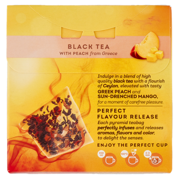 Lipton Peach Mango Tè Nero con Pesche dalla Grecia 20 Pyramid Teabags 34 g