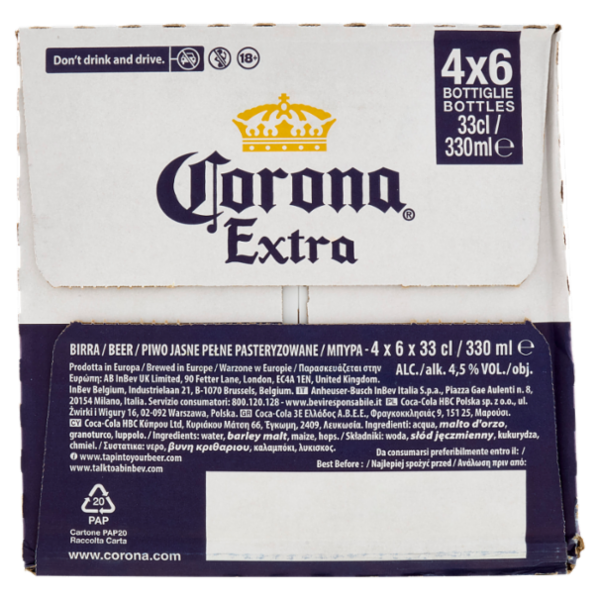CORONA Extra Birra lager messicana bottiglia 4x6x33 cl