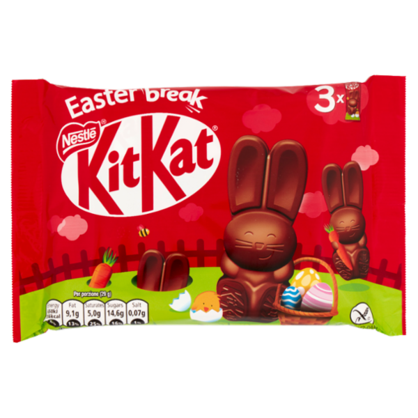 NESTLÉ KiKat Bunny di Cioccolato al Latte con Cereali, Biscotto in polvere e Wafer 3 pezzi da 29 g