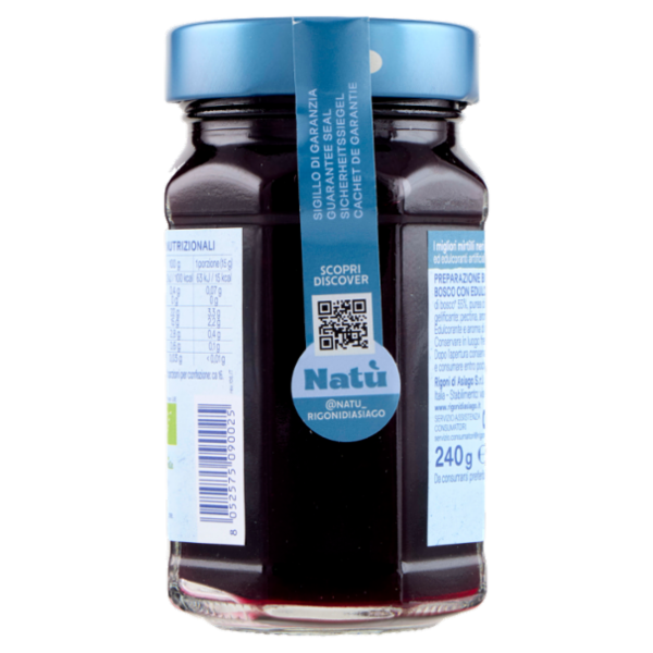 Rigoni di Asiago Natù Senza Zuccheri Aggiunti° Mirtilli neri di bosco bio 240 g
