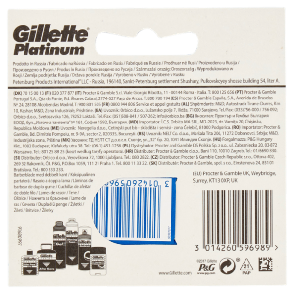 Gillette Lamette di Ricambio per Rasoio da Uomo Platinum, 5 Ricariche