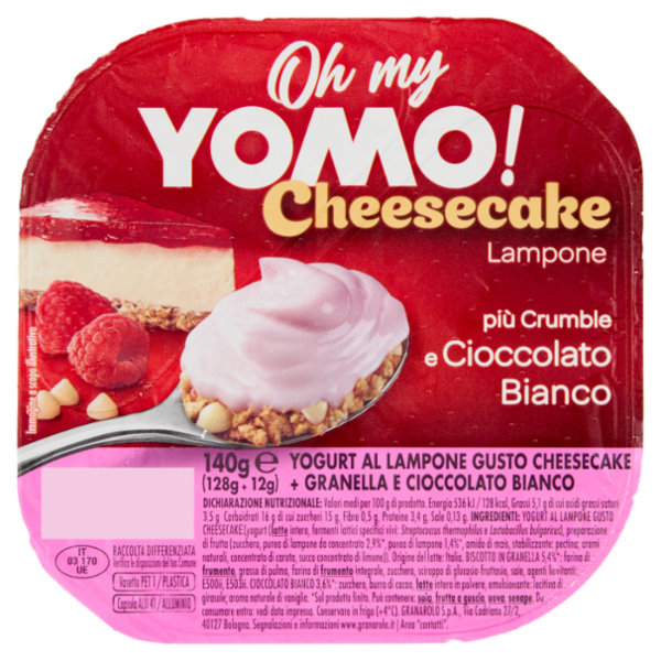Oh my Yomo! Cheesecake Lampone più Crumble e Cioccolato Bianco 140 g
