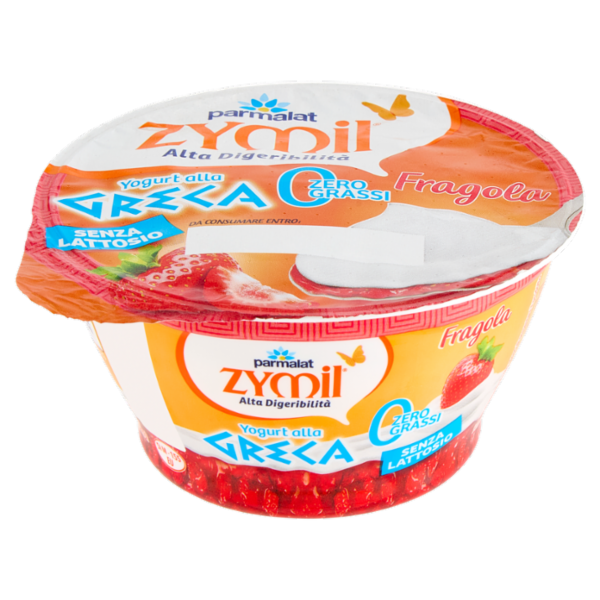 ZYMIL Alta Digeribilità Senza Lattosio Yogurt alla Greca Zero Grassi Fragola 150g