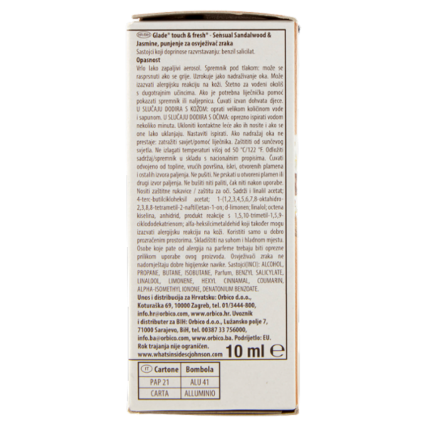 Glade Touch&Fresh Ricarica, Profumatore per Ambienti, Fragranza Sensual Sandalwood & Jasmine 10ml