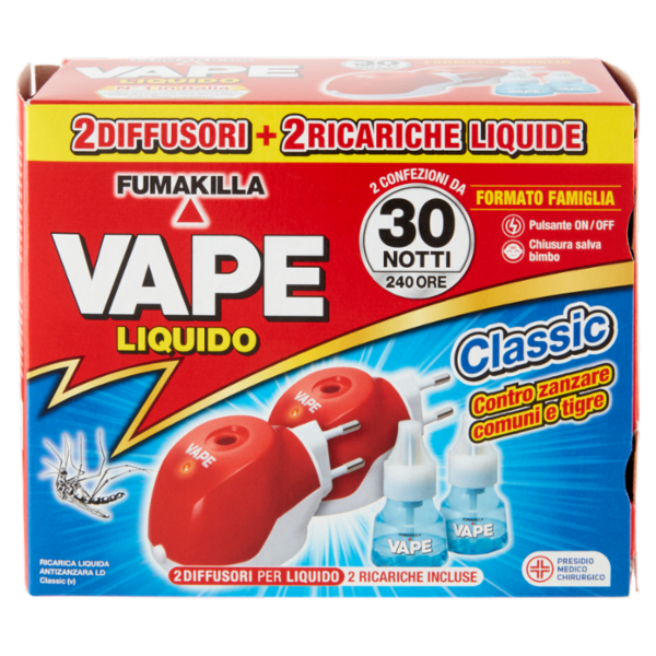 VAPE 2 Elettroemanatori Liquido Classic + 2 Ricariche da 15 ml