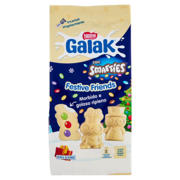 GALAK Festive Friends Personaggi di Cioccolato al Latte con Smarties Sacchetto 147g