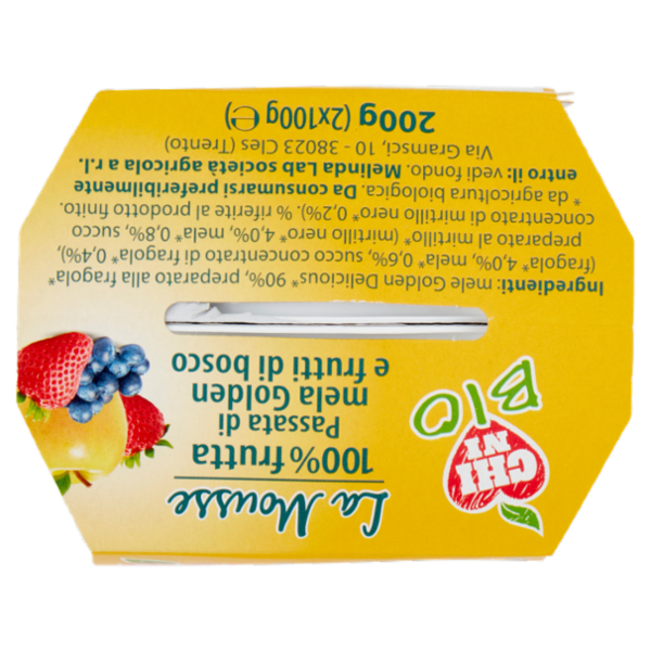 Chini Bio la Mousse 100% frutta Passata di mela Golden e frutti di bosco 2 x 100 g