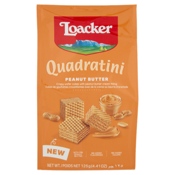 Loacker Quadratini Peanut Butter Wafer con crema al burro di arachidi Wafers 125g